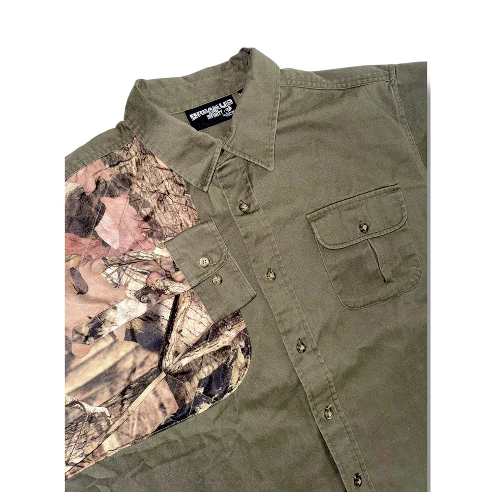 Mossy Oak Break-Up Infinity Shirt Mens XL Green Camo Accent Button Down Hunting